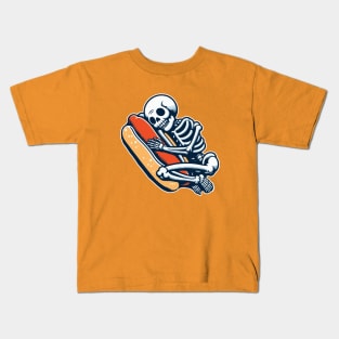 skeleton hug hot dog Kids T-Shirt